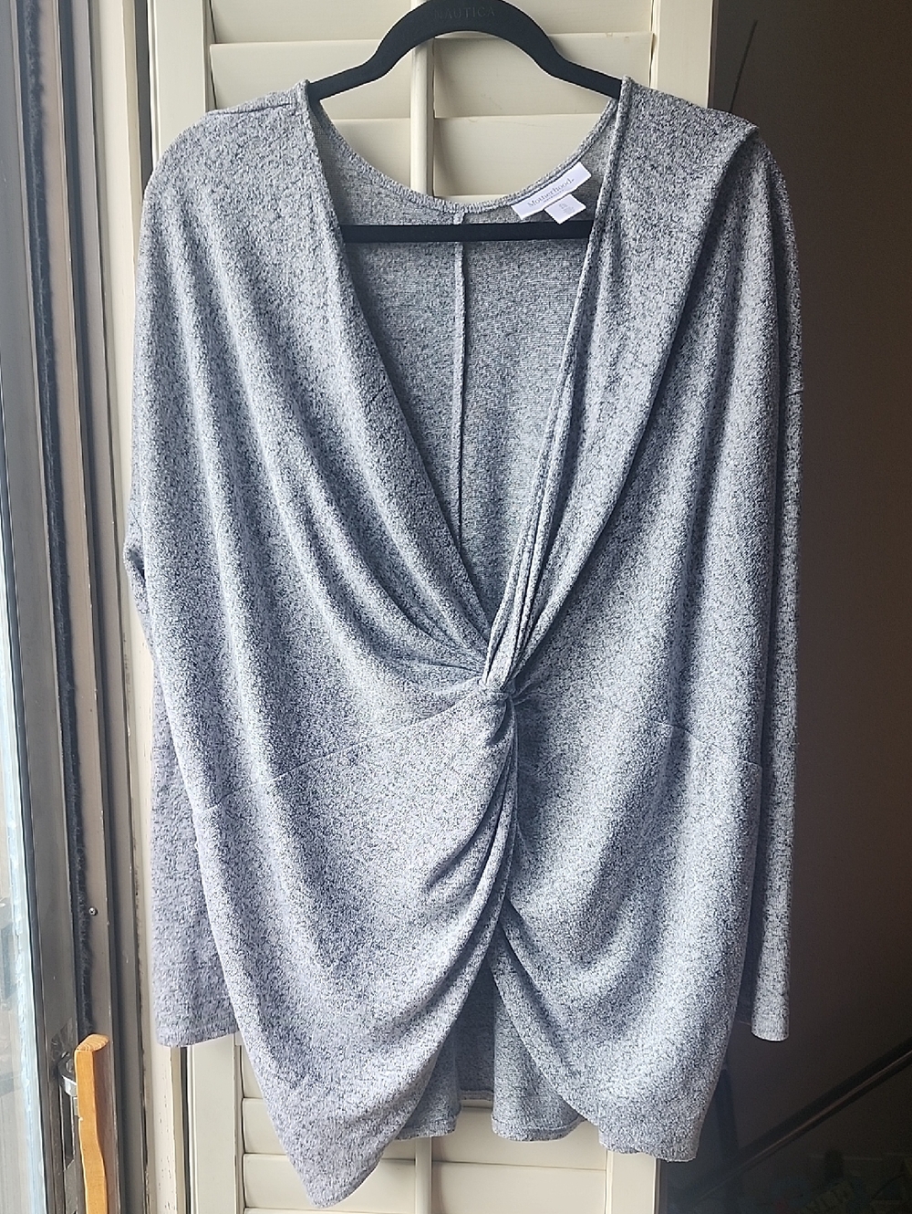 Motherhood Heather Gray Twist-Knot Long Sleeve Top